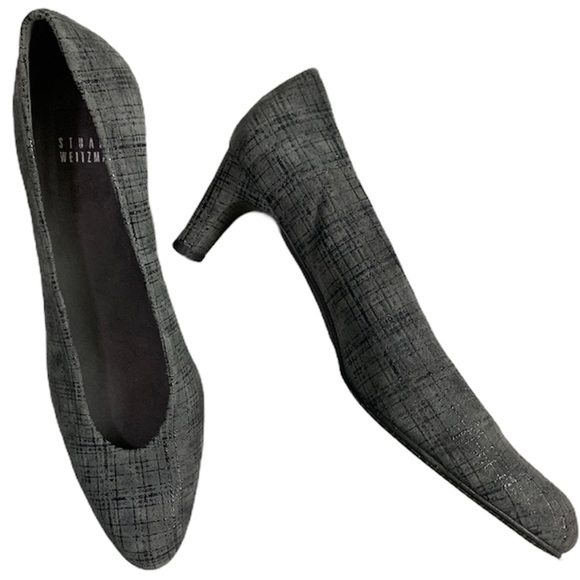 Stuart Weitzman Shoes - Stuart Weitzman gray suede plaid narrow 2.5” heel